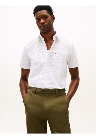 Camisa Blanca De Popelín Flex Estampada De Corte Regular Tommy Hilfiger Tommy Hilfiger