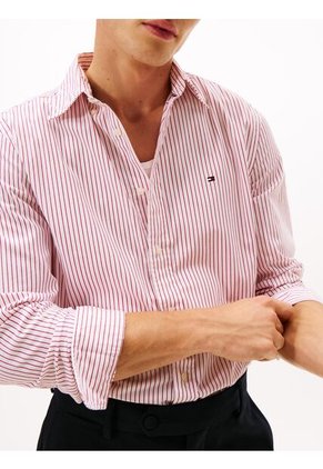 Camisa Roja De Popelín De Corte Regular Tommy Hilfiger