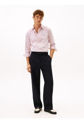 Camisa Roja De Popelín De Corte Regular Tommy Hilfiger