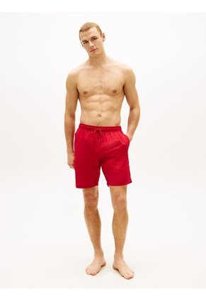 Traje Rojo De Baño Largo De Nailon Y Cordón Ajustable Tommy Hilfiger