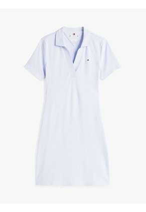 Vestido Celeste Tipo Polo Con Cuello En V Abierto Tommy Hilfiger