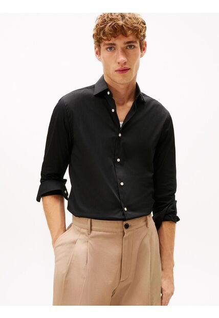 Camisa Negra Flex Solid Tommy Hilfiger