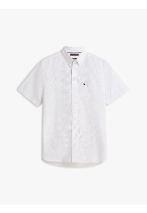 Camisa Blanca De Popelín Flex Estampada De Corte Regular Tommy Hilfiger