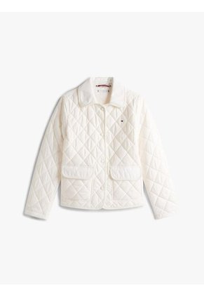 Chaqueta Blanca Acolchada Con Logo Tommy Hilfiger
