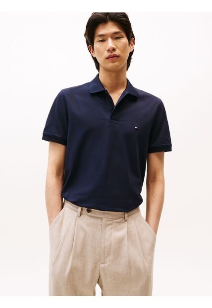 Polo Azul TH Flex De Corte Regular Tommy Hilfiger