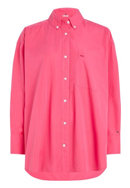 Camisa Oversize De Popelín Mujer Rosa Tommy Hilfiger