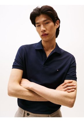 Polo Azul TH Flex De Corte Regular Tommy Hilfiger