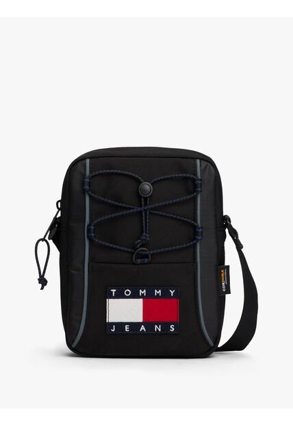 Bolso Negro Reporter Con Correa Cruzada Y Logo Tommy Hilfiger