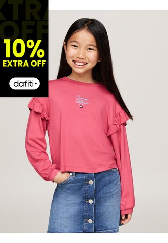 Camiseta Niña Rosa Con Mangas En Volante Tommy Hilfiger Tommy Hilfiger