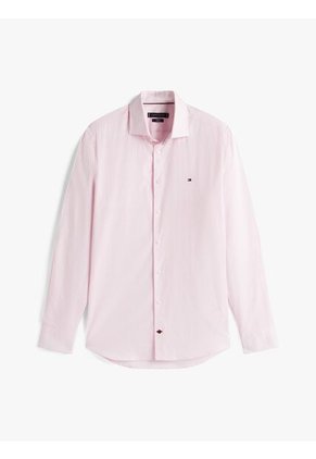 Camisa Rosada Flex Poplin De Corte Slim Tommy Hilfiger