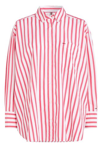 Camisa De Rayas Rosadas De Corte Ancho Tommy Hilfiger Tommy Hilfiger
