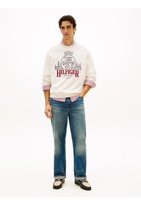 Buzo Blanco Heritage Amplio Con Escudo Bordado Tommy Hilfiger