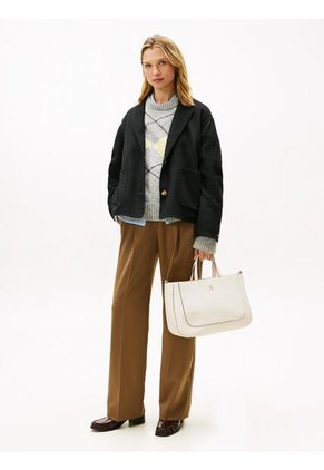 Bolso Beige Satchel Con Logo Tommy Hilfiger