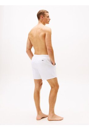 Traje Blanco De Baño De Medio Largo Con Logo Tommy Hilfiger