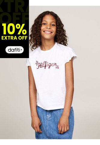 Camiseta Blanca Con Logo Floral Para Niña Tommy Hilfiger Tommy Hilfiger