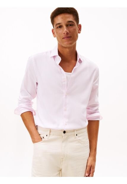 Camisa Rosada De Tejido Dobby Tommy Hilfiger