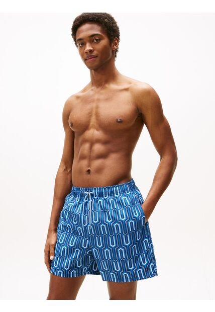 Traje Azul De Baño Corto De Medio Largo Con Estampado Tommy Hilfiger