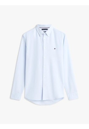 Camisa Celeste Slim Flex Con Textura Dobby Tommy Hilfiger