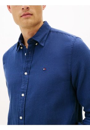 Camisa Azul De Corte Regular En Tejido Dobby Tommy Hilfiger