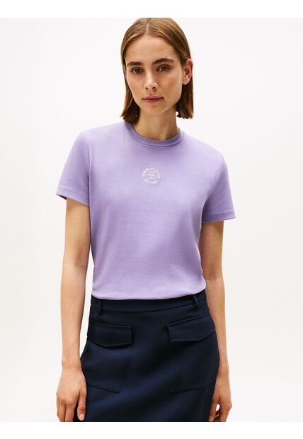 Camiseta Purpura De Corte Regular Con Diseño De Rayas Tommy Hilfiger