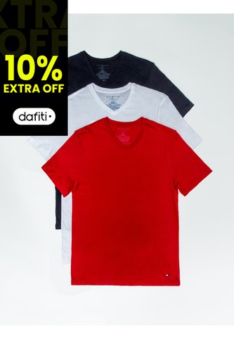 Pack De 3 Camisetas De Cuello V Con Logo Tommy Hilfiger Tommy Hilfiger