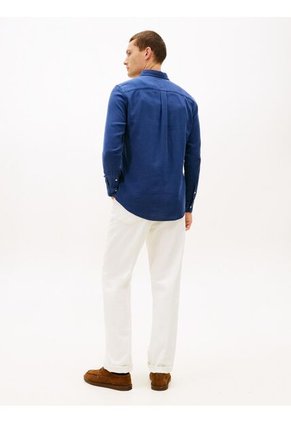 Camisa Azul De Corte Regular En Tejido Dobby Tommy Hilfiger