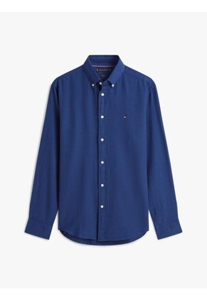 Camisa Azul De Corte Regular En Tejido Dobby Tommy Hilfiger