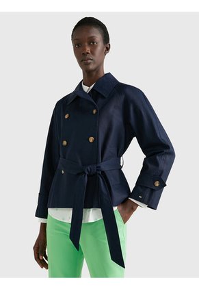 Chaquetón De Botonadura Doble Con Cinturón Mujer Azul Tommy Hilfiger