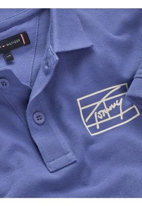 Polo Azul Varsity Con Logo Gráfico Tommy Hilfiger