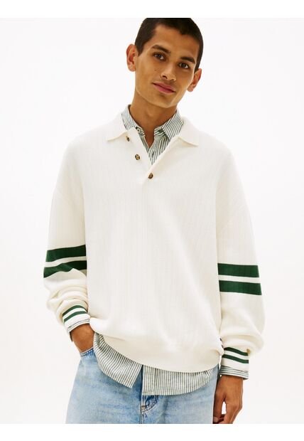 Saco Blanco Tommy Badge Con Rayas En Las Mangas Tommy Jeans