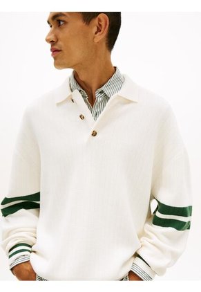 Saco Blanco Tommy Badge Con Rayas En Las Mangas Tommy Jeans