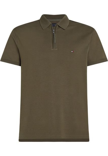Polo Con Tapeta De Cierre Hombre Verde Tommy Hilfiger