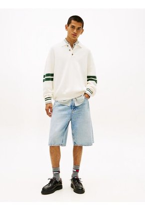 Saco Blanco Tommy Badge Con Rayas En Las Mangas Tommy Jeans