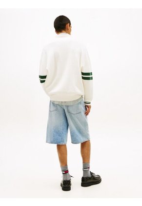 Saco Blanco Tommy Badge Con Rayas En Las Mangas Tommy Jeans