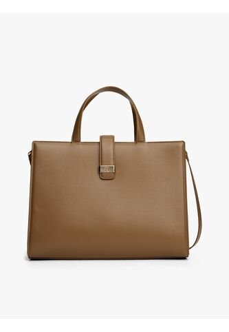 Bolso Café Satchel Con Logo Monograma TH Tommy Hilfiger Tommy Hilfiger