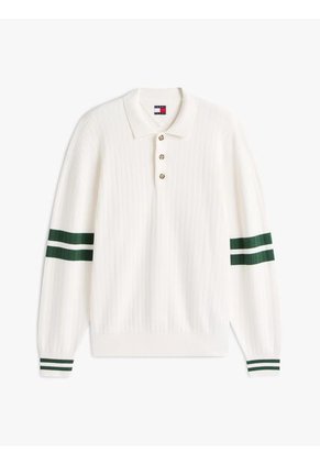 Saco Blanco Tommy Badge Con Rayas En Las Mangas Tommy Jeans