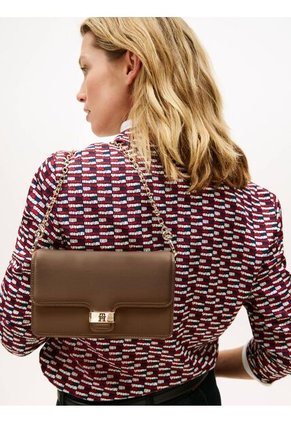 Bolso Café De Mano Heritage Con Monograma TH Tommy Hilfiger