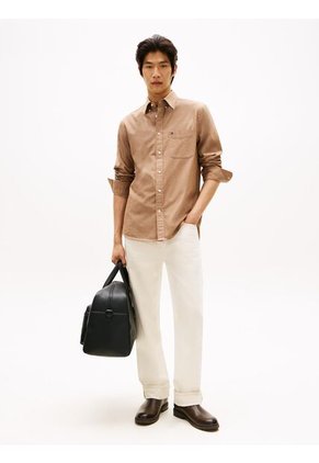 Camisa Naranja Manga Larga De Corte Regular Con Logo Tommy Hilfiger