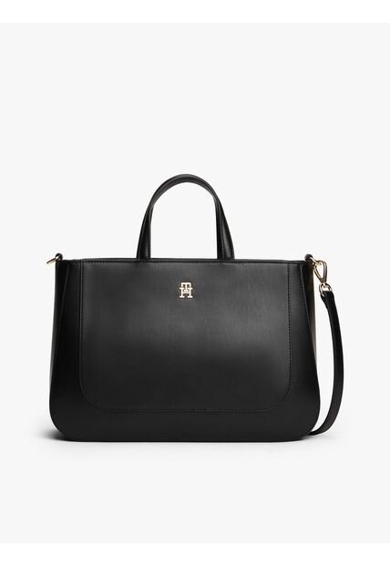 Bolso Negro Satchel Con Logo Tommy Hilfiger