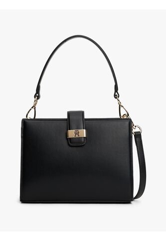 Bolso Negro Satchel Con Monograma TH Tommy Hilfiger Tommy Hilfiger