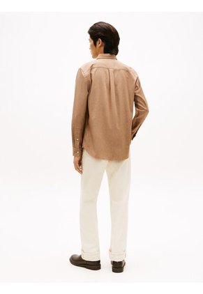 Camisa Naranja Manga Larga De Corte Regular Con Logo Tommy Hilfiger