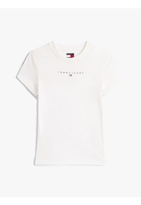 Camiseta Blanca De Corte Slim Con Logo Lineal En El Pecho Tommy Jeans