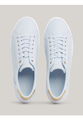 Tenis Celeste De Lona Con Talón Metalizado Tommy Hilfiger