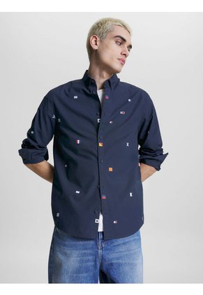 Camisa Archive De Corte Clásico Con Logos Hombre Azul Tommy Jeans