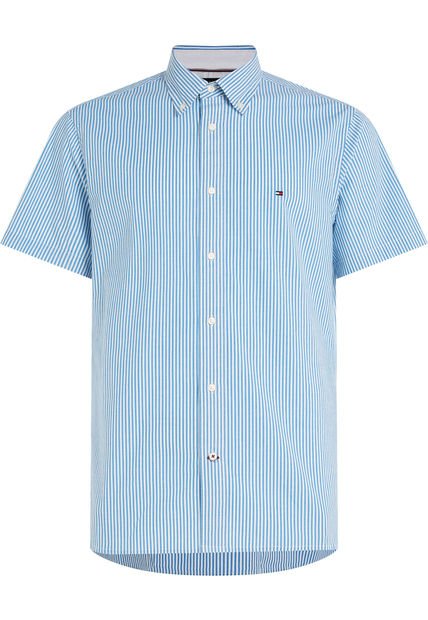 Camisa De Rayas Con Manga Corta Hombre Celeste Tommy Hilfiger