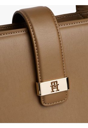 Bolso Café Satchel Con Logo Monograma TH Tommy Hilfiger