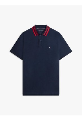 Polo Azul Jacquard Con Tejido Ribeteado Tommy Hilfiger