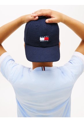 Camiseta Celeste De Punto Con Logo Bordado Tommy Hilfiger
