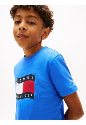 Camiseta Azul Con Logo Estampado En El Pecho Tommy Hilfiger