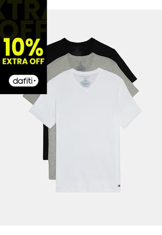 Paquete De 3 Camisetas De Cuello V Con Logo Hombre Negro Tommy Hilfiger Tommy Hilfiger